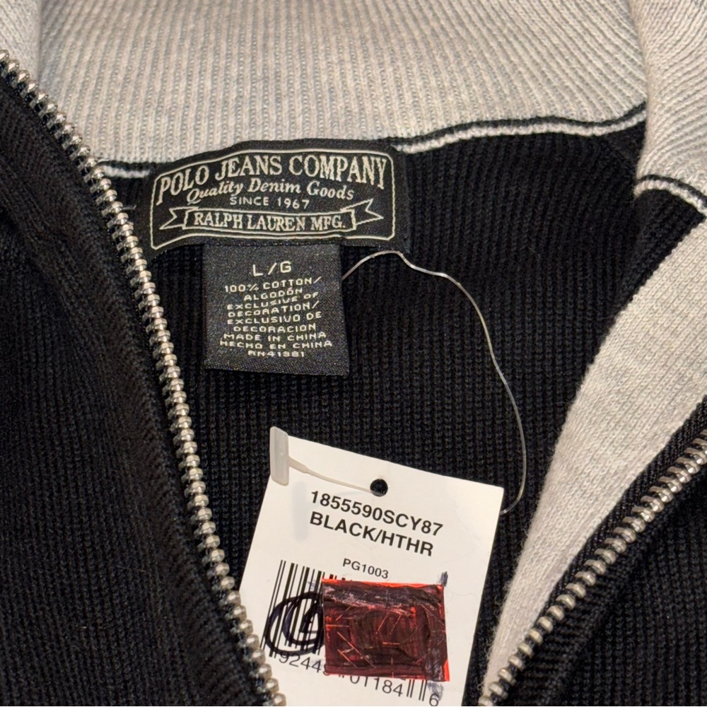 Polo Jeans Co. Ralph Lauren 1/4 Zip Woman’s Sz.L Sweater NWT Y2K Heavy Knit - Picture 2 of 5
